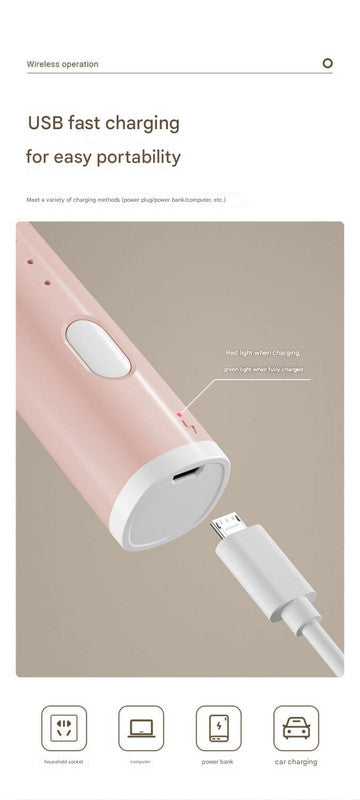 Pink Cordless Drink Mixer & Frother Wand - USB Powered Spring bubbler head