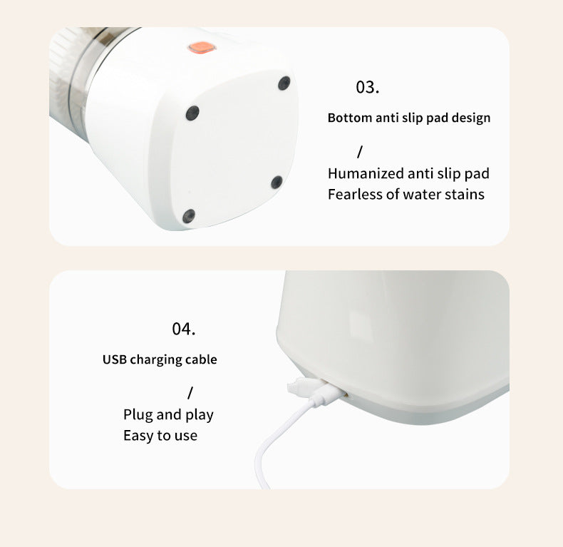 White Electric Citrus Juicer Press - Portable, Large Caliber, One-Click Operation 3.7v 1500 mAh battery