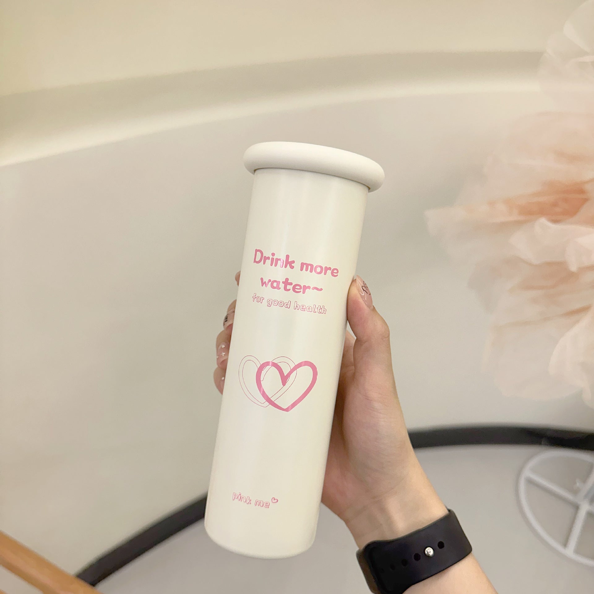 Mini Insulated Coffee Cup - 316 Stainless Steel, Portable & Stylish - Pink love 300ml