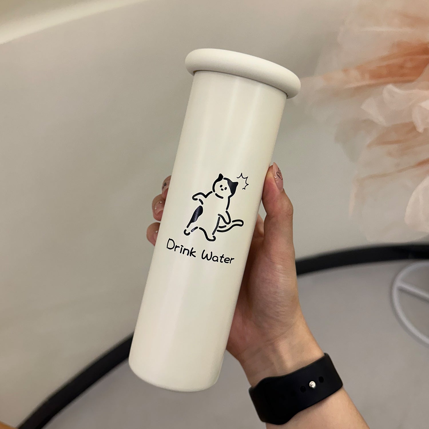 Mini Insulated Coffee Cup - 316 Stainless Steel, Portable & Stylish - White Kitten 300ml