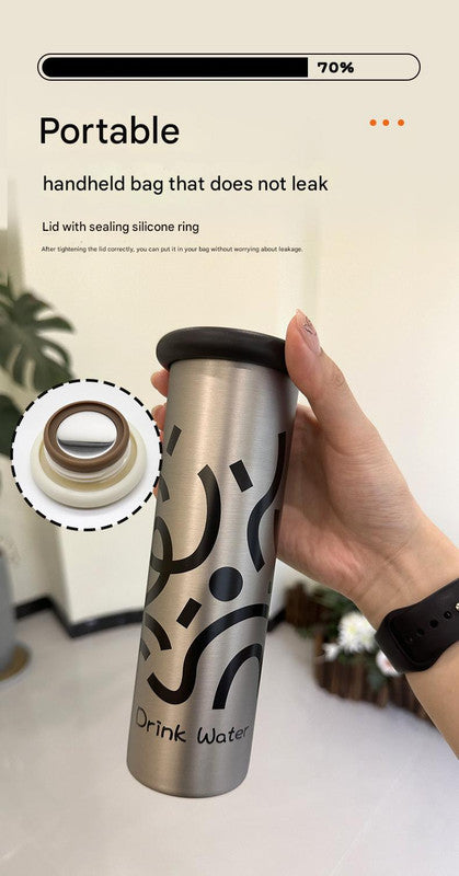 Mini Insulated Coffee Cup - 316 Stainless Steel, Portable & Stylish - Black Kitten 300ml+cup brush