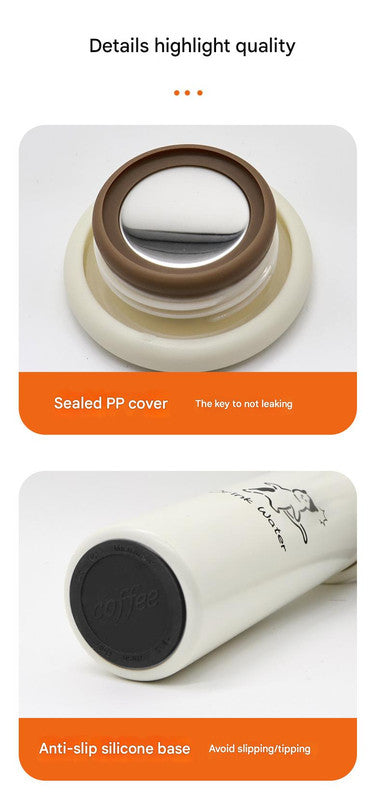 Mini Insulated Coffee Cup - 316 Stainless Steel, Portable & Stylish - Black Kitten 300ml+cup brush