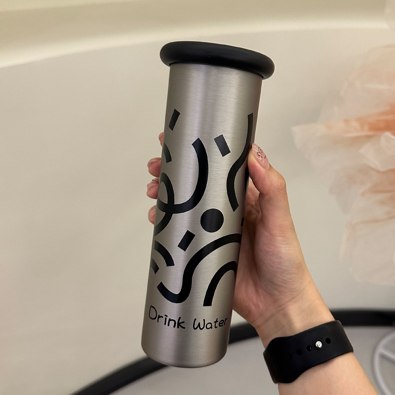 Mini Insulated Coffee Cup - 316 Stainless Steel, Portable & Stylish - Silver drink 300ml+cup brush