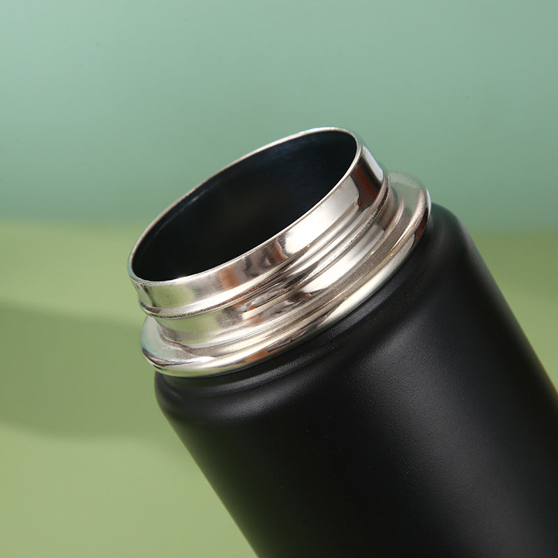 Black Portable Travel Thermos Bottle - Leakproof Stainless Steel Flask with Carry Handle 25oz - 750ml