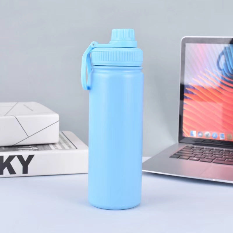 Blue Portable Travel Thermos Bottle - Leakproof Stainless Steel Flask with Carry Handle 22oz - 660ml