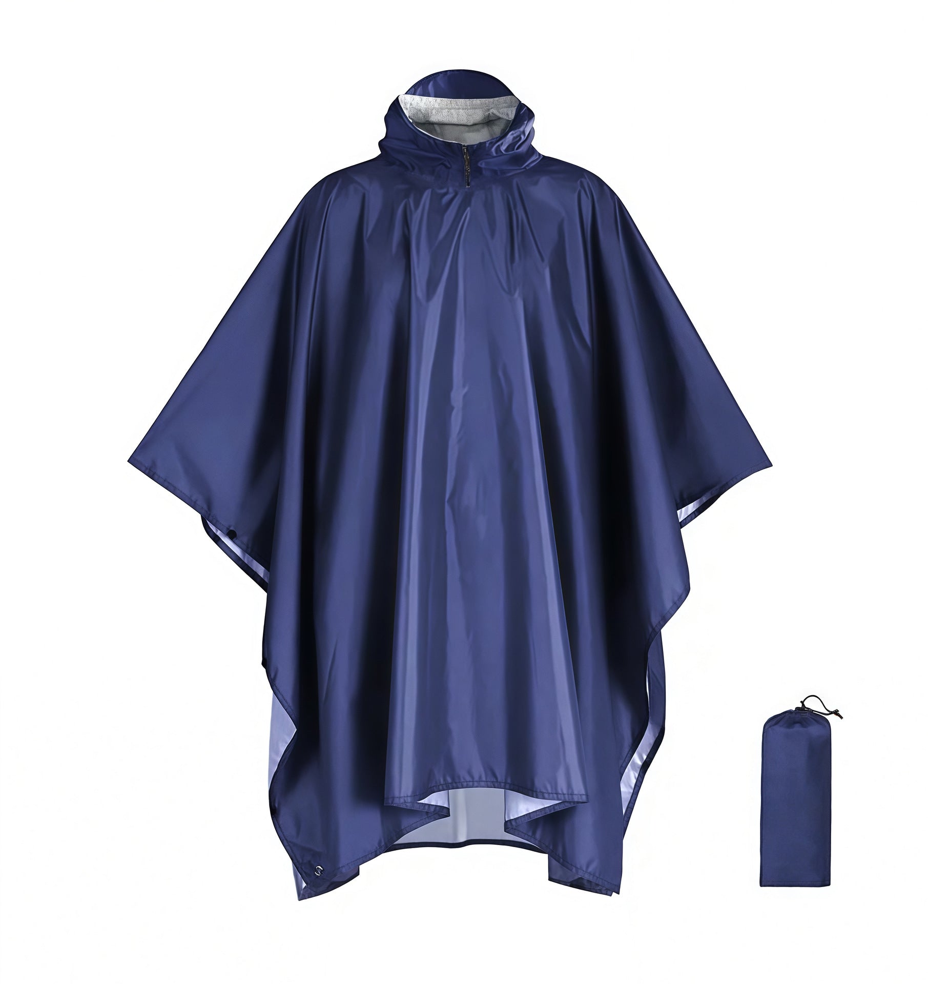 Blue Portable Outdoor Camping Poncho - Can be used as Raincoat, Tarp, Ground Cover Polyester silver coated without pockets
