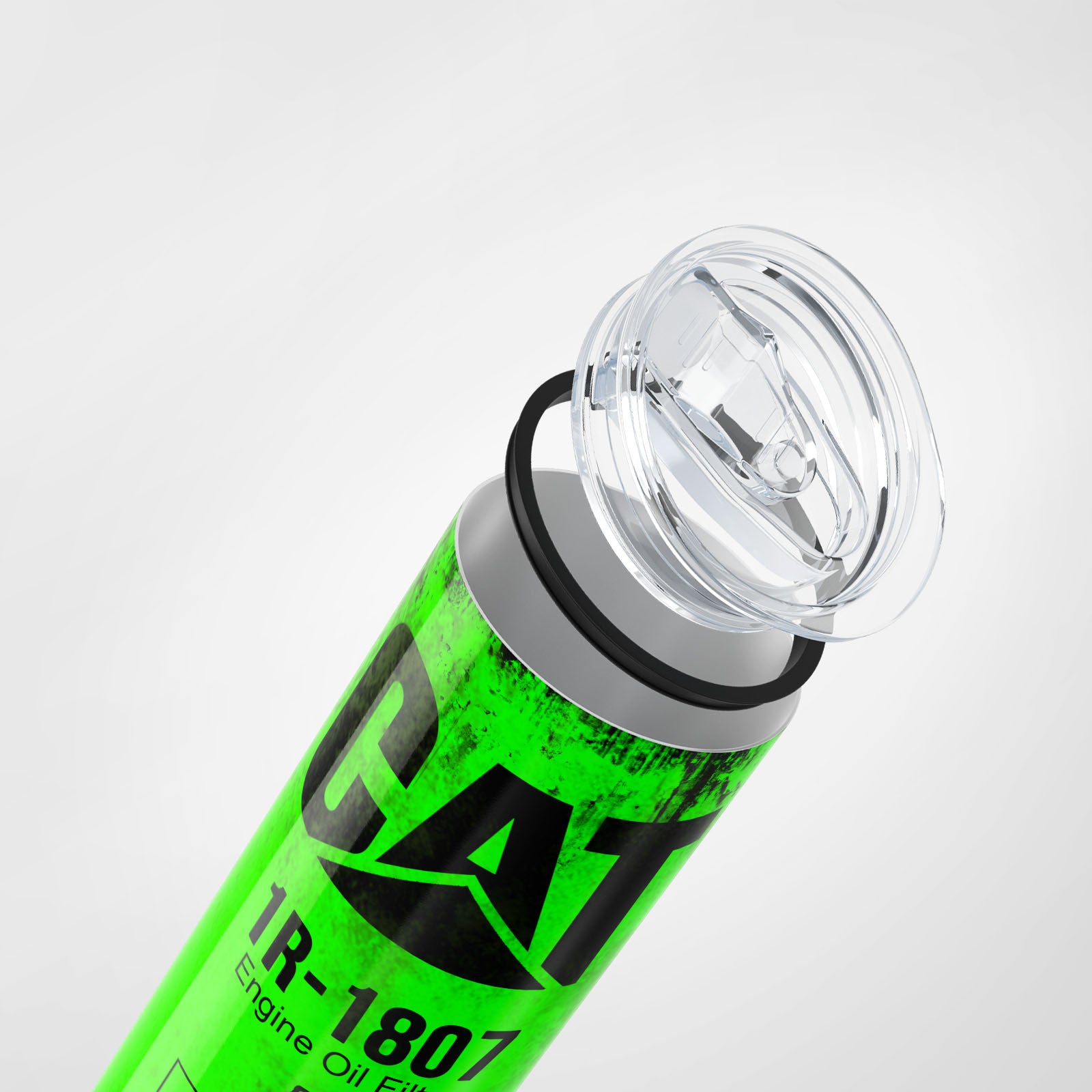 Green Skinny Tumbler 591ml - Fun CAT Oil Filter Replica for Construction Fans