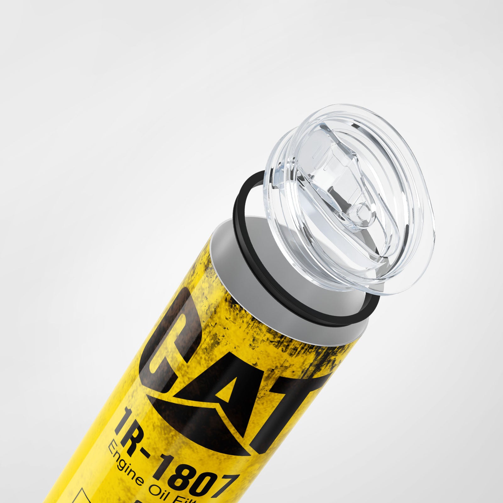 Yellow Skinny Tumbler 591ml - Fun CAT Oil Filter Replica for Construction Fans