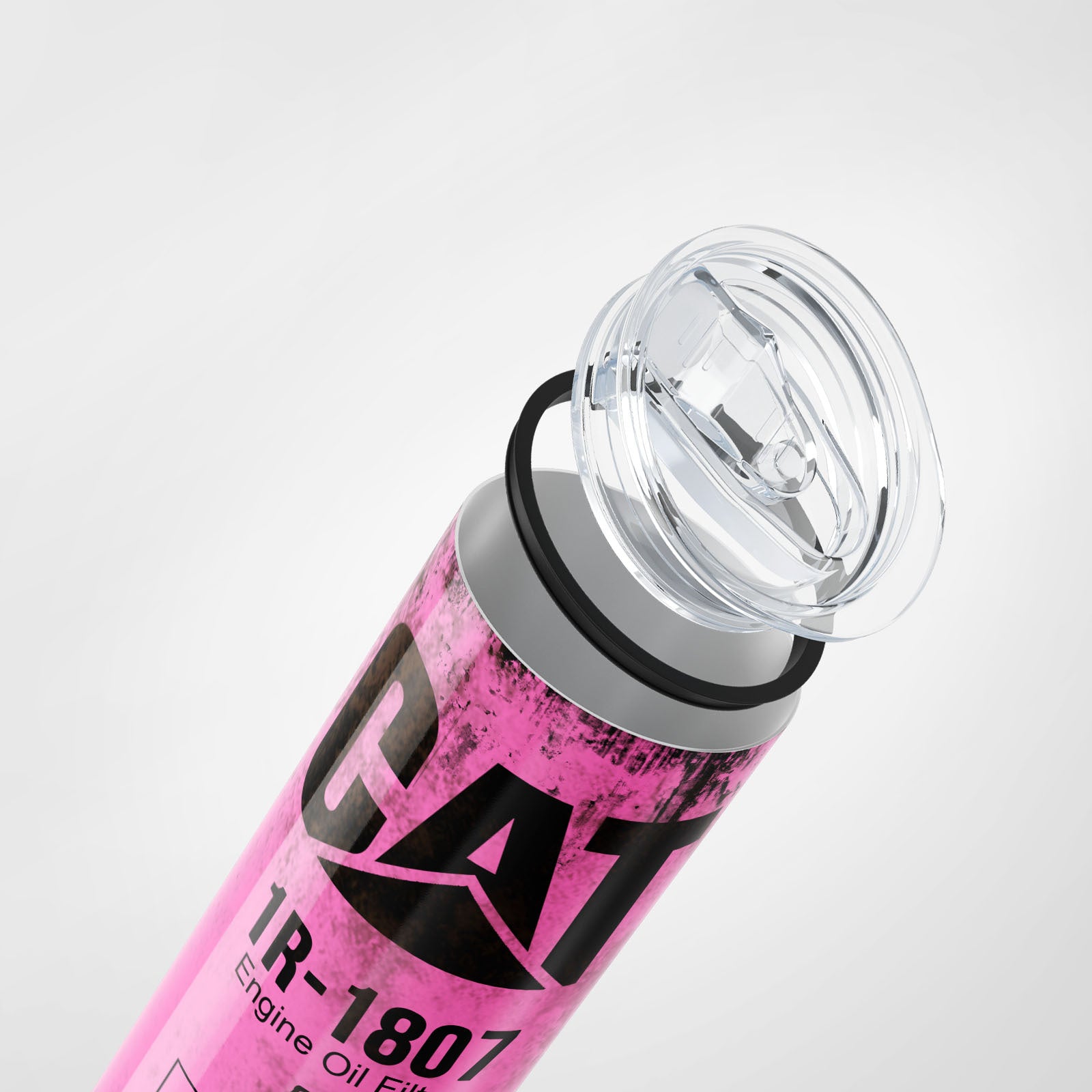 Pink Skinny Tumbler 591ml - Fun CAT Oil Filter Replica for Construction Fans