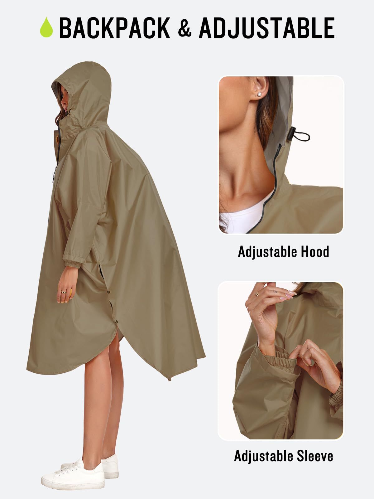 Yellow Stylish Waterproof Raincoat Poncho - Long, Packable for Outdoor Travel & Hiking