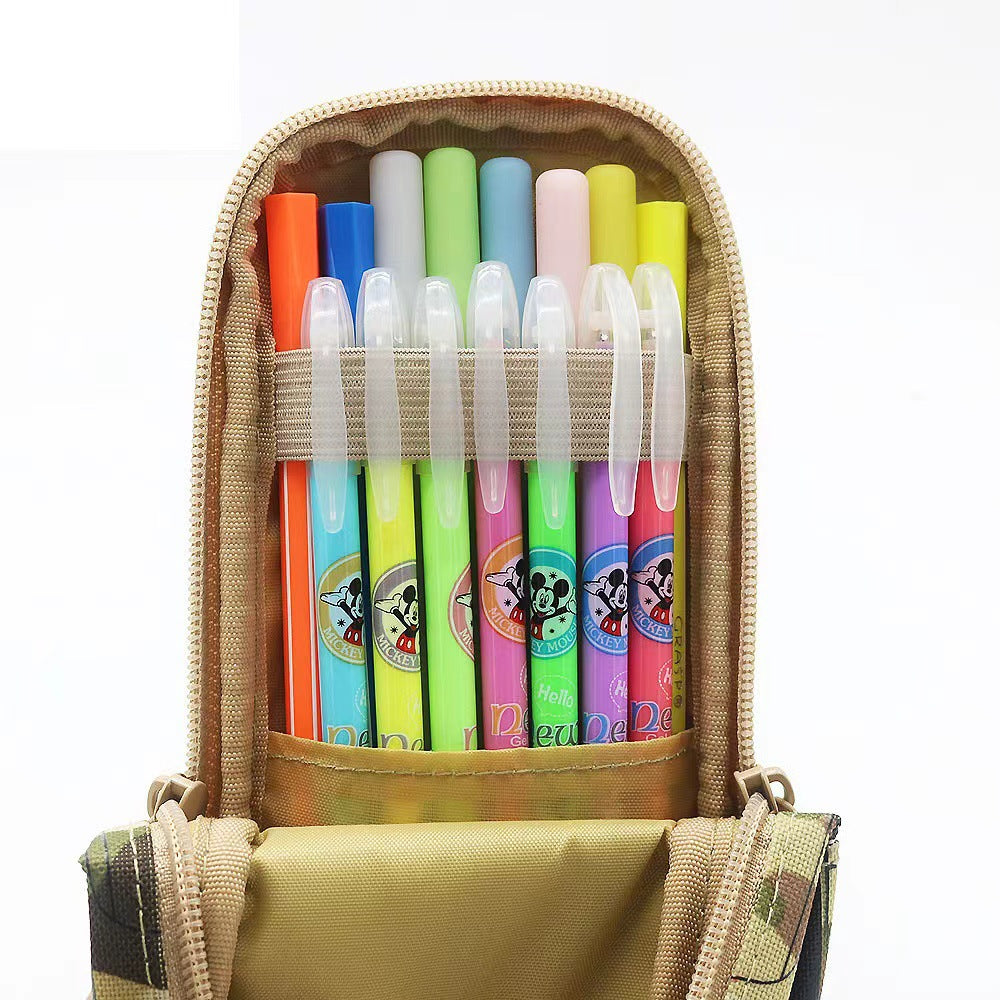 Camouflage Car Shaped Pencil Case - Large Capacity Stationery Organizer Pouch Desert camouflage