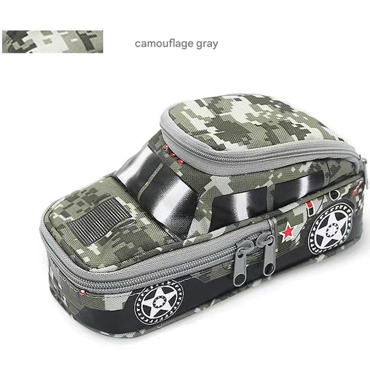Camouflage Car Shaped Pencil Case - Large Capacity Stationery Organizer Pouch Camouflage gray