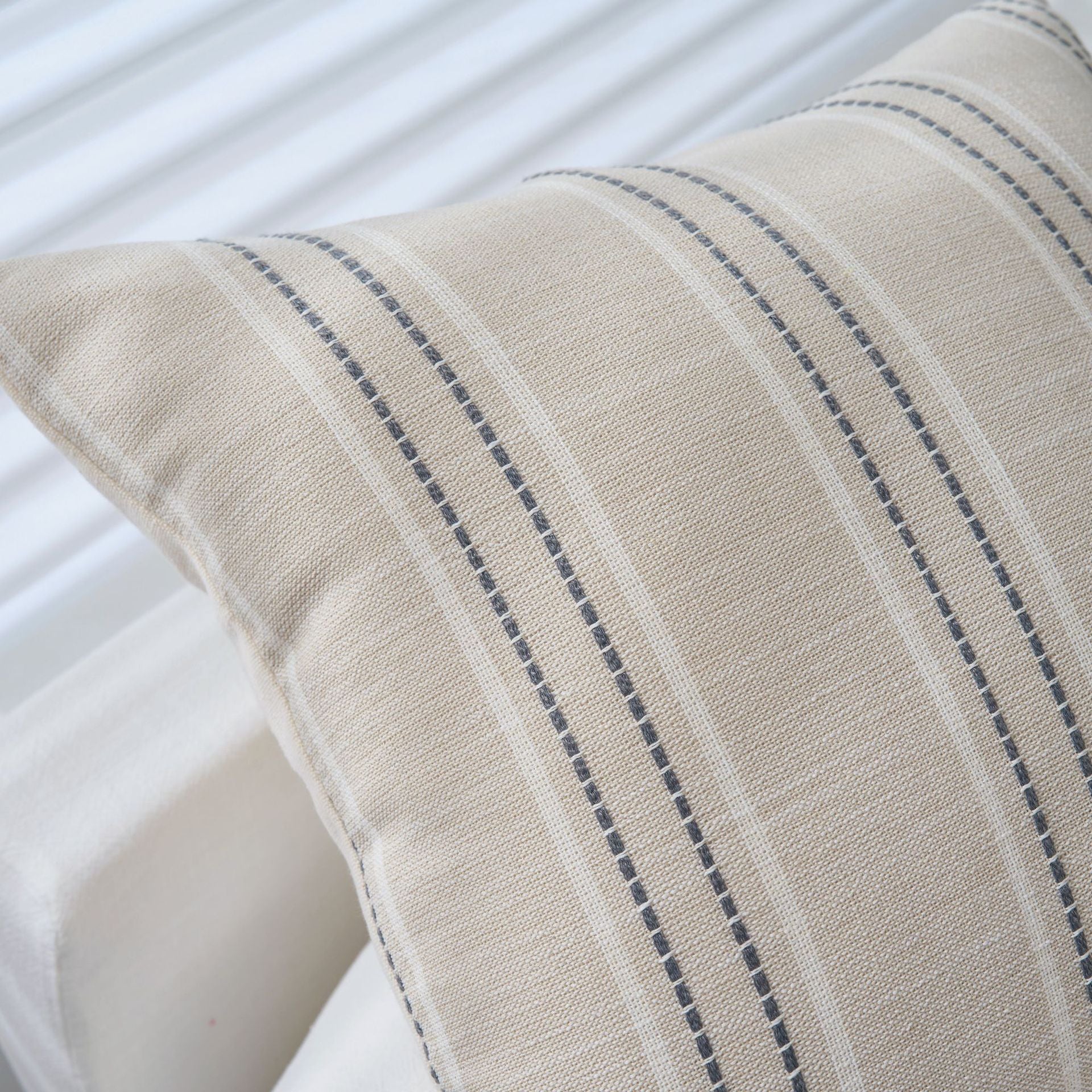 Textured Vertical Striped Pillowcases - Scandinavian Home Decor Accents Grey Stripes Pair - 45x45cm