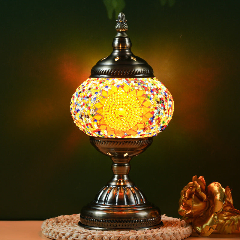 Sunflower Exotic Mosaic Table Lamp - Handmade Turkish/Moroccan Style, 3-Color LED Style 5