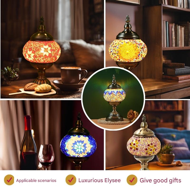 Sunflower Exotic Mosaic Table Lamp - Handmade Turkish/Moroccan Style, 3-Color LED Style 5