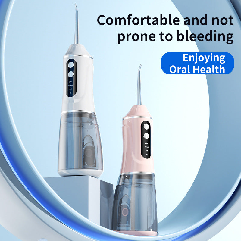 Portable Electric Oral Irrigator with 4 Nozzles 3 Pressure Modes - Black