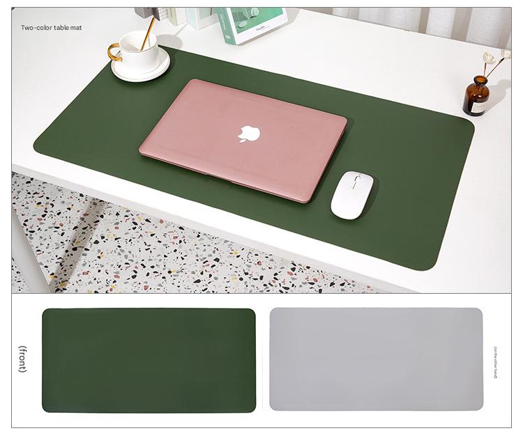 2 PCS Dark green/gray Extra-Large Leather Table Mat for Study & Work - Pad for Students & Office Use 60x30cm