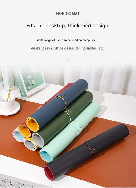 2 PCS Dark green/gray Extra-Large Leather Table Mat for Study & Work - Pad for Students & Office Use 60x30cm