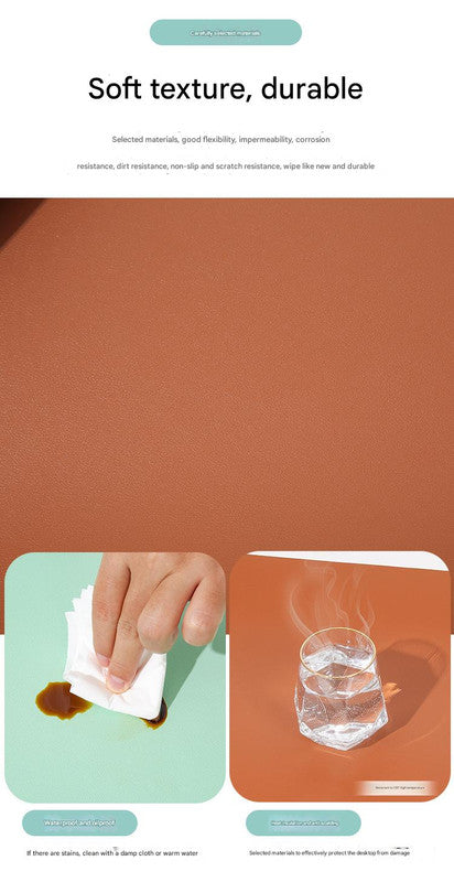 2 PCS Dark green/gray Extra-Large Leather Table Mat for Study & Work - Pad for Students & Office Use 60x30cm