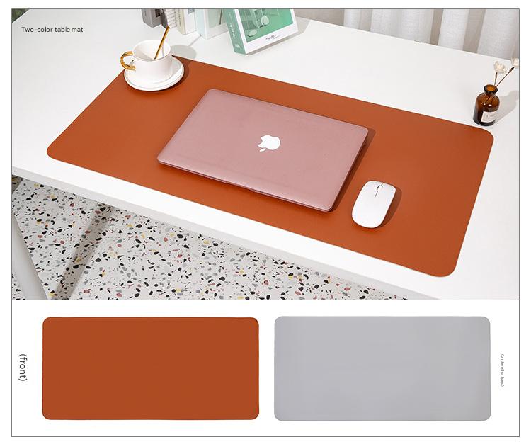 2 PCS Reddish brown/gray Extra-Large Leather Table Mat for Study & Work - Pad for Students & Office Use 60x30cm