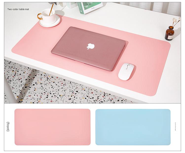 2 PCS Smoky pink/light blue Extra-Large Leather Table Mat for Study & Work - Pad for Students & Office Use 60x30cm