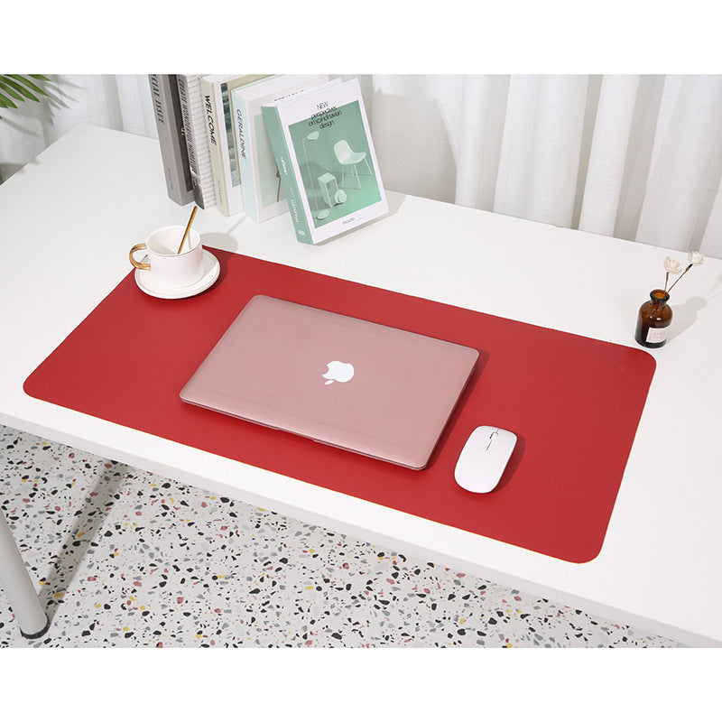 Wine red/yellow Extra-Large Leather Table Mat for Study & Work - Pad for Students & Office Use 100x50cm