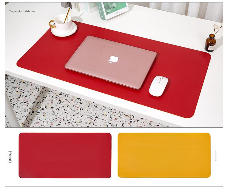 Wine red/yellow Extra-Large Leather Table Mat for Study & Work - Pad for Students & Office Use 100x50cm