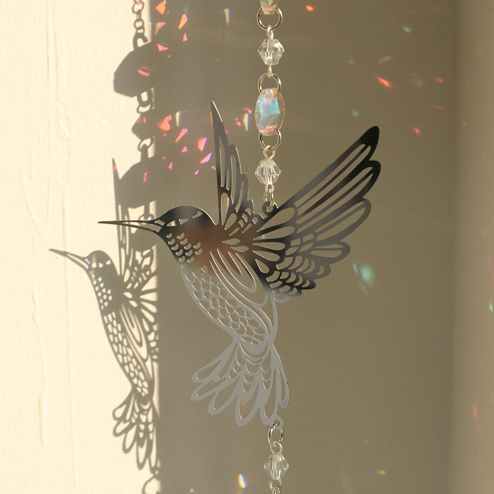 Style A 2 PCS Hummingbird Metal Suncatcher with Crystal Accents - for Window or Wall Indoor Hanging Ornament