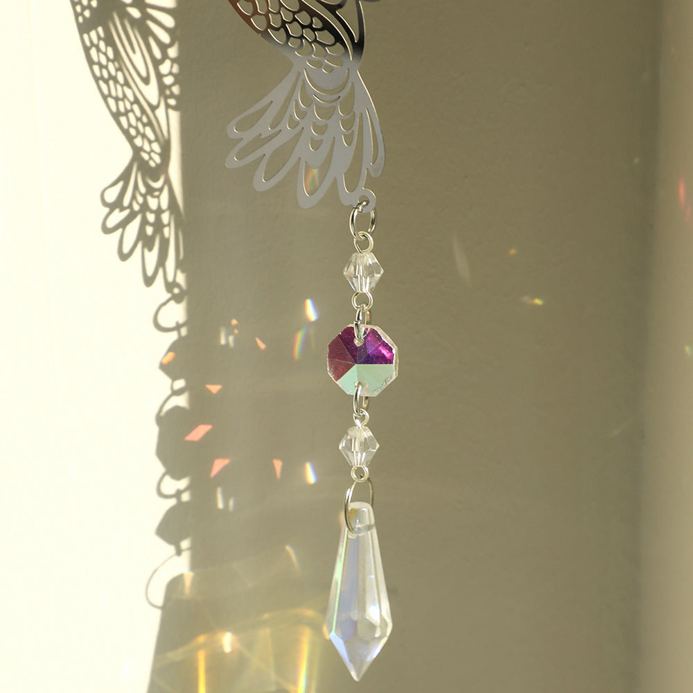 Style A 2 PCS Hummingbird Metal Suncatcher with Crystal Accents - for Window or Wall Indoor Hanging Ornament