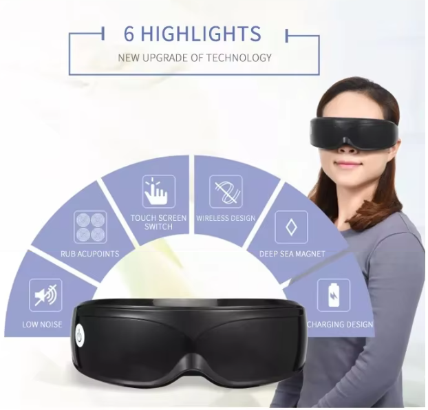 Black Touch-Control Rechargeable Heated Eye Massager for Daily Use