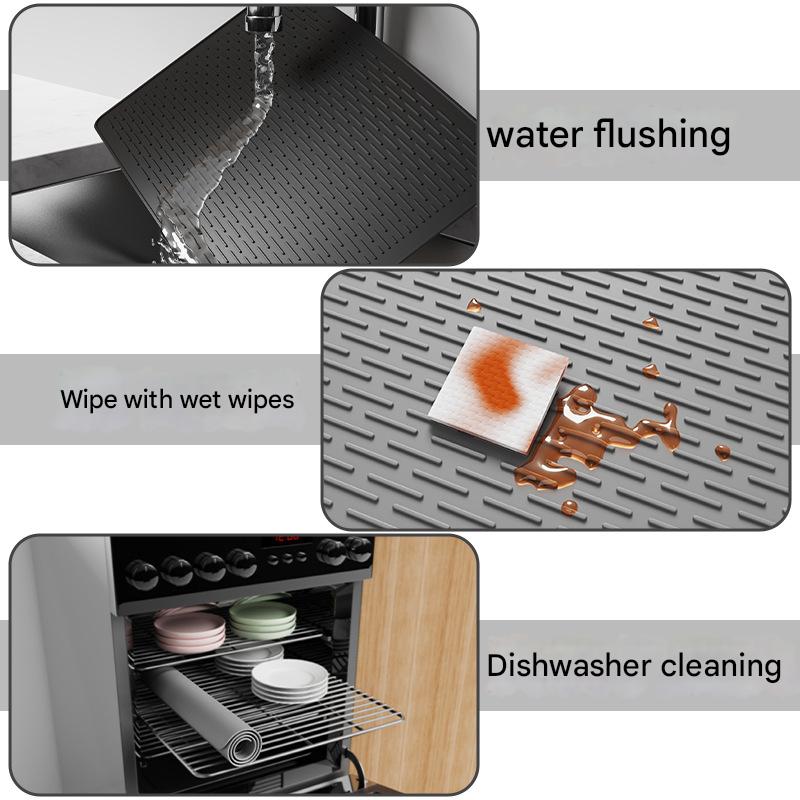 Gray Extra Large Silicone Countertop Protector & Dish Drying Mat - Dishwasher Safe 76x53cm