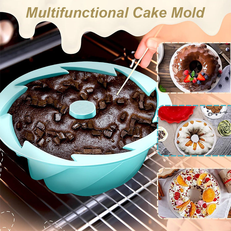 Red Non-Stick Silicone Cyclone Cake Pan Set 10 Molds - Perfect for Desserts