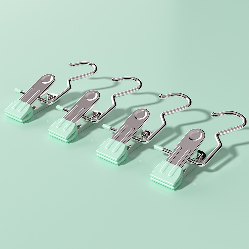 Light green Stainless Steel Hanging Clips 35 PCS - Strong Grip for Pants, Hats, Socks, Laundry