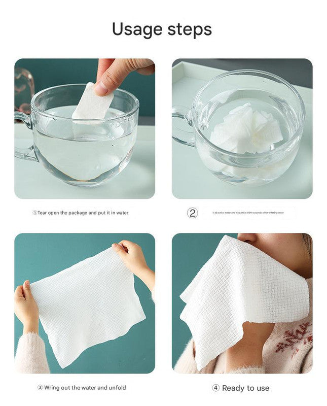 8 Packs 160 Total Portable Cotton Compressed Towels - Soft, Absorbent Face Cleansing Cloths Circular compression : 20x22cm