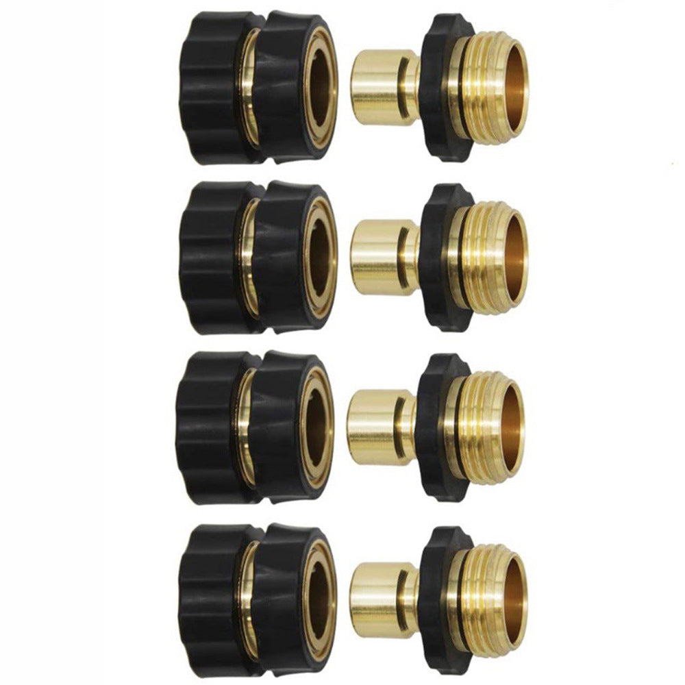 American Standard 3/4 Inch Brass Quick Connect Garden Hose Adapter 4 Male & 4 Female