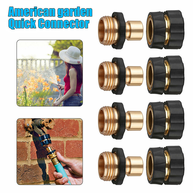 American Standard 3/4 Inch Brass Quick Connect Garden Hose Adapter 6 Male & 6 Female