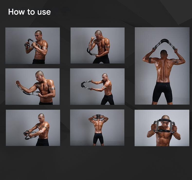 Gray black Adjustable U-Shaped Arm Exerciser - For Home Fitness Strength Training 40kg