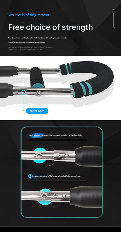 Blue Black Adjustable U-Shaped Arm Exerciser - For Home Fitness Strength Training 40kg