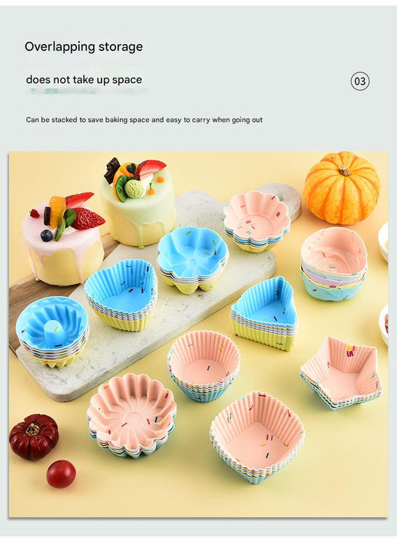 Style 4 Silicone Mini Cake Molds 30 Pack - For Cupcakes, Desserts 7.5x7.5x2.5cm