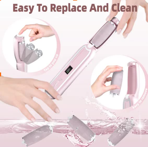 Blue Yellow Rechargeable Electric Callus Remover - 3 Speeds, LCD, for Smooth Feet