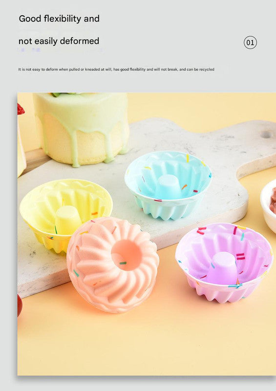 Style 9 Silicone Mini Cake Molds 30 Pack - For Cupcakes, Desserts 6.5x6.5x3cm