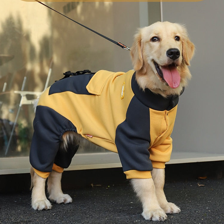Turmeric Sporty Dog Onesie with Back Zipper & Pockets - For Medium/Large Dogs Size : 4XL