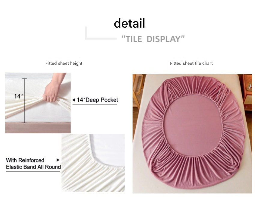 Bean paste color Plush Crystal Velvet Fitted Sheet - Ultra Soft, Warm & Thick for Winter 138x190+36cm