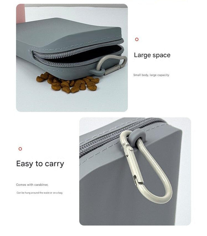 Gray Silicone Dog Treat Pouch Set of 2 - Waterproof, Portable for Training & Walks