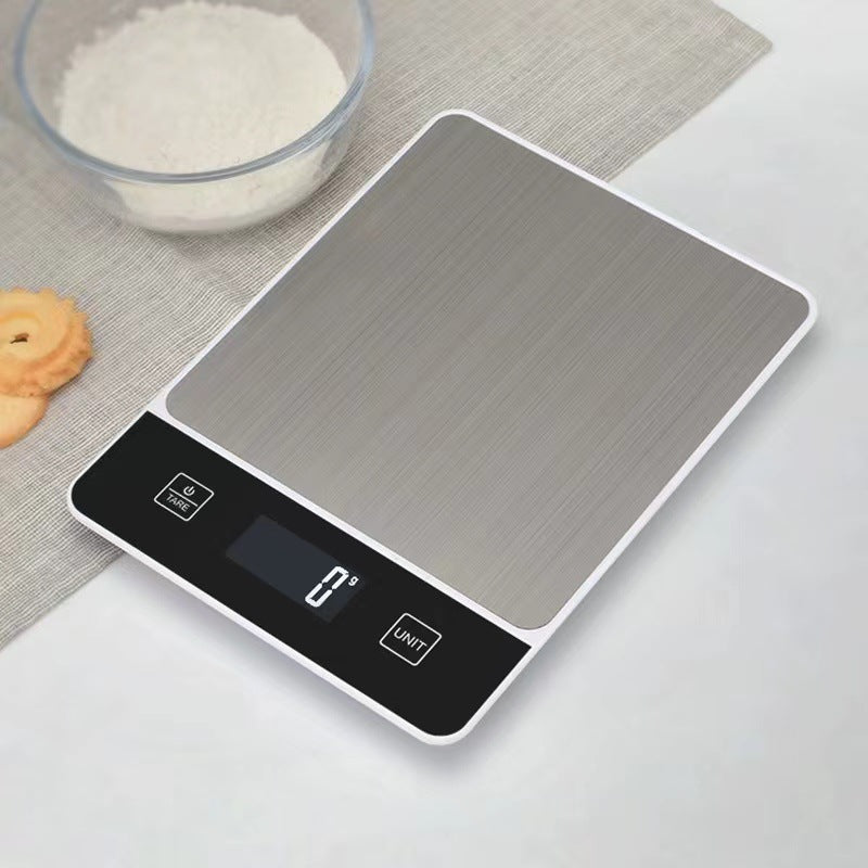 White Digital Kitchen Scale - Stainless Steel Food Scale for Baking & Cooking 10kg/1g