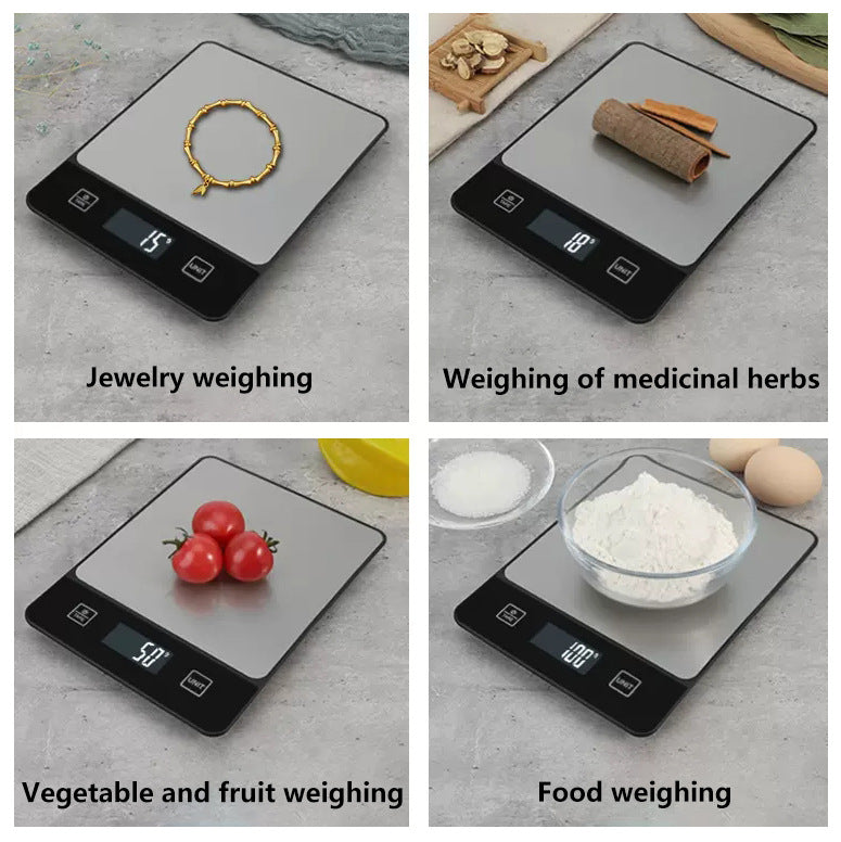White Digital Kitchen Scale - Stainless Steel Food Scale for Baking & Cooking 10kg/1g