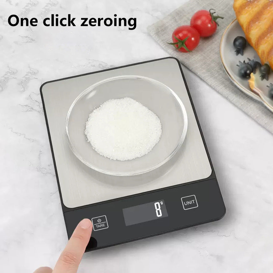 White Digital Kitchen Scale - Stainless Steel Food Scale for Baking & Cooking 10kg/1g
