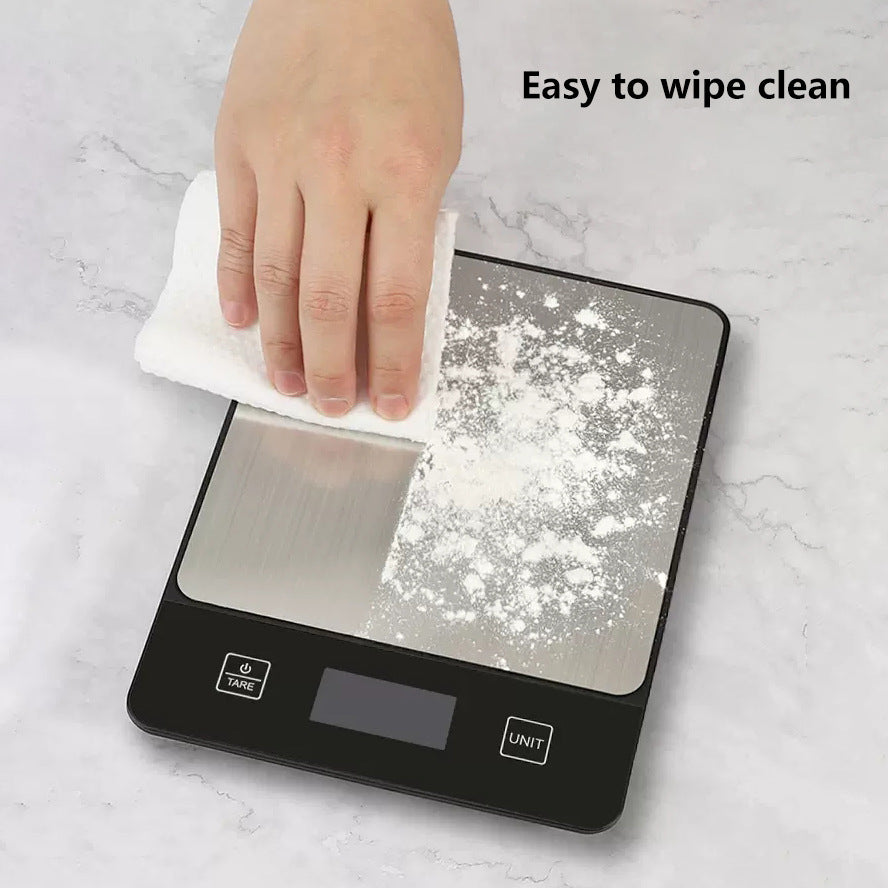 White Digital Kitchen Scale - Stainless Steel Food Scale for Baking & Cooking 10kg/1g