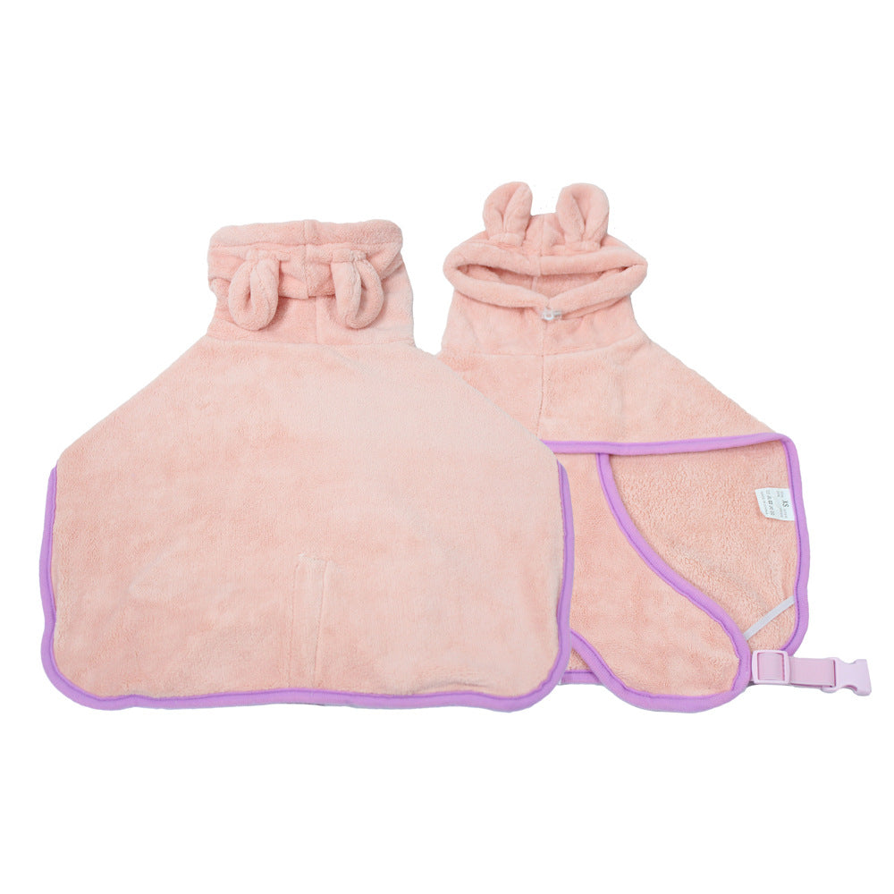 Pink Hooded Dog Bathrobe - Super Absorbent, Adjustable Fit, Cozy Pet Towel Size : M