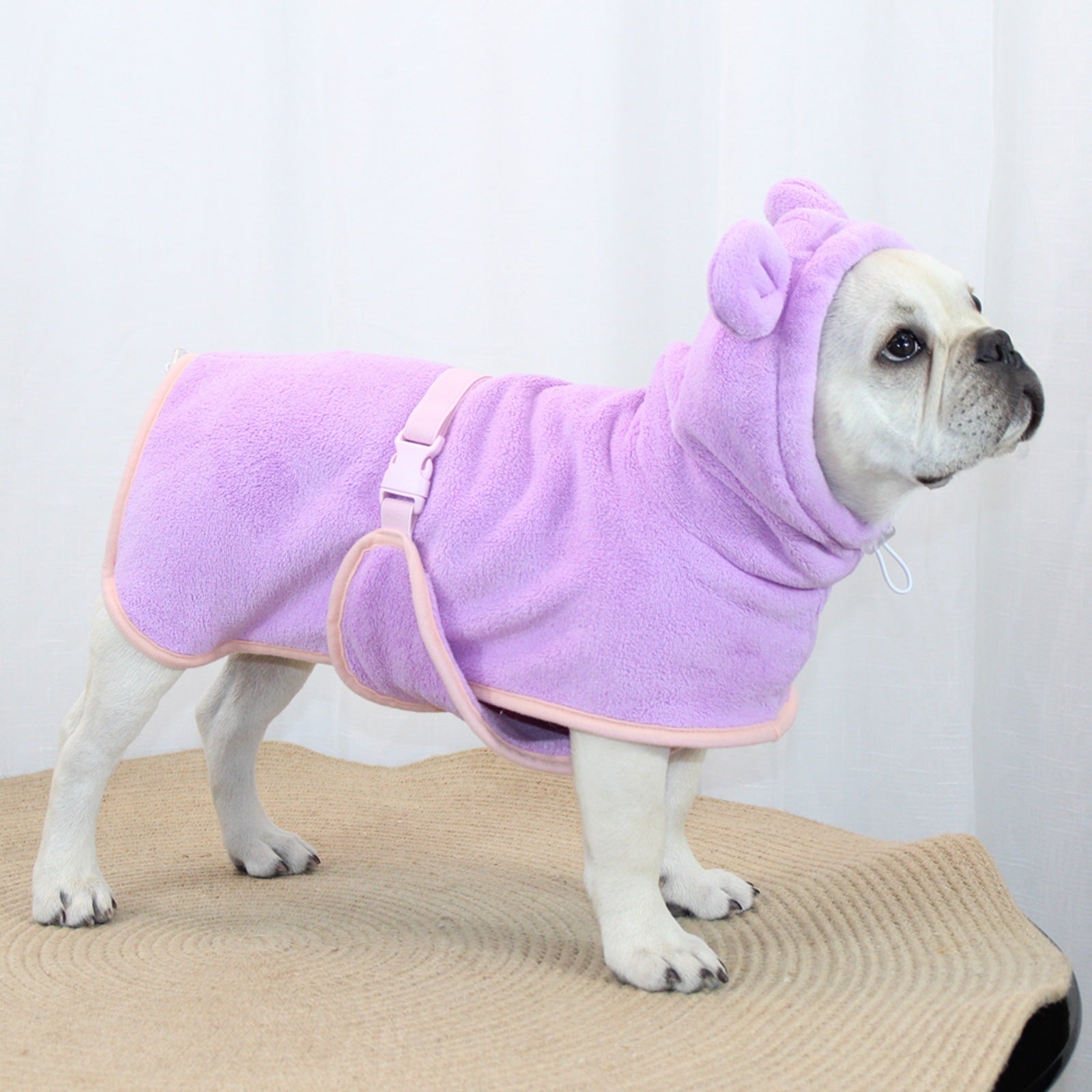 Purple Hooded Dog Bathrobe - Super Absorbent, Adjustable Fit, Cozy Pet Towel Size : XL